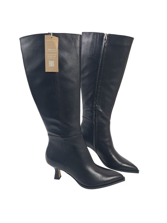 Dolce Vita Shoes - NEW Dolce Vita Auggie Black Leather Knee-High Boots Size 7.5 Kitten Heel